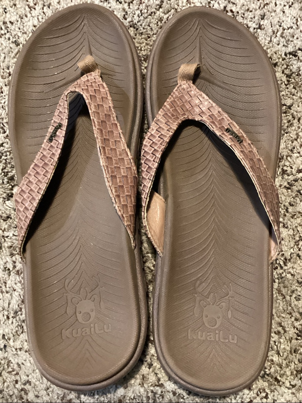 KuaiLu Women’s Flip Flops Yoga Mat Comfortable Walking Thong Sandals Brown Sz 12